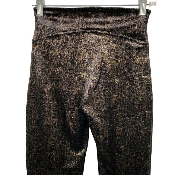Spanx Velvet Shine Leggings Black Gold Polyester Blend Pull On‎ Women's Small - Picture 5 of 8